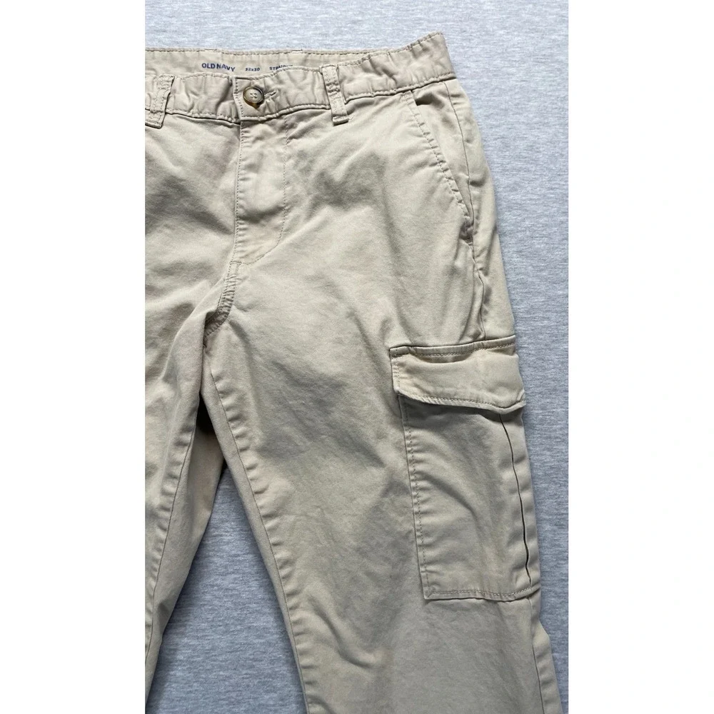 Old Navy Built In Flex Cargo Pants Mens 30x27.5 Beige Cotton Straight Workwear